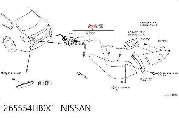Фонарь задний левый 265554HB0C Nissan/Infiniti