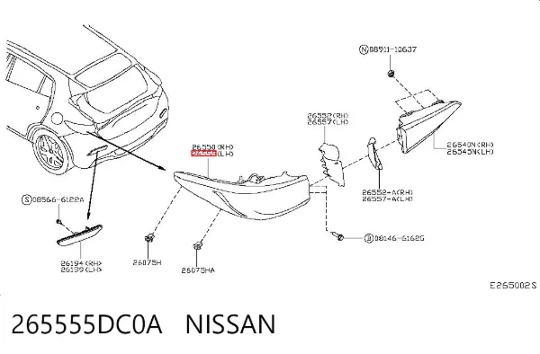 Фонарь задний левый внешний 265555DC0A Nissan/Infiniti