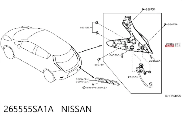 Фонарь задний левый 265555SA1A Nissan/Infiniti