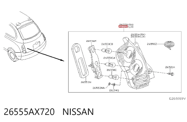 Фонарь задний левый 26555AX720 Nissan/Infiniti