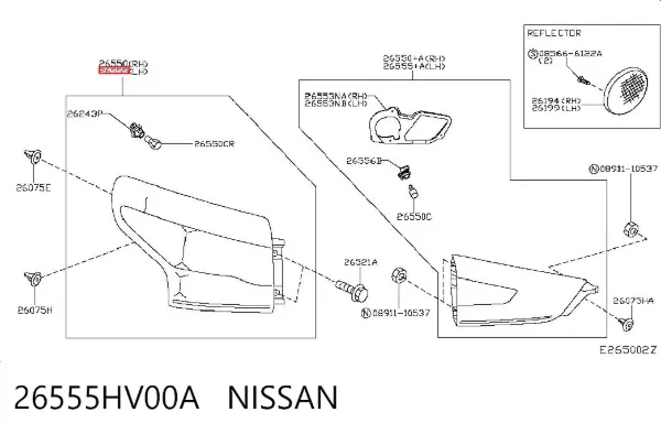 Фонарь задний левый внешний 26555HV00A Nissan/Infiniti