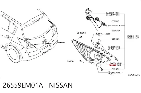 Фонарь задний левый 26559EM01A Nissan/Infiniti