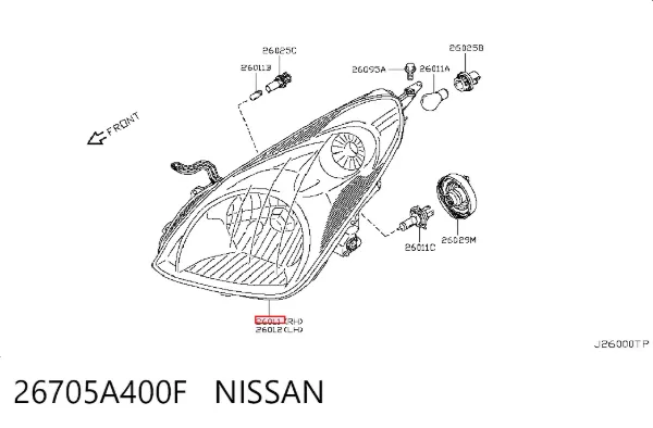 Правая фара 26705A400F Nissan/Infiniti