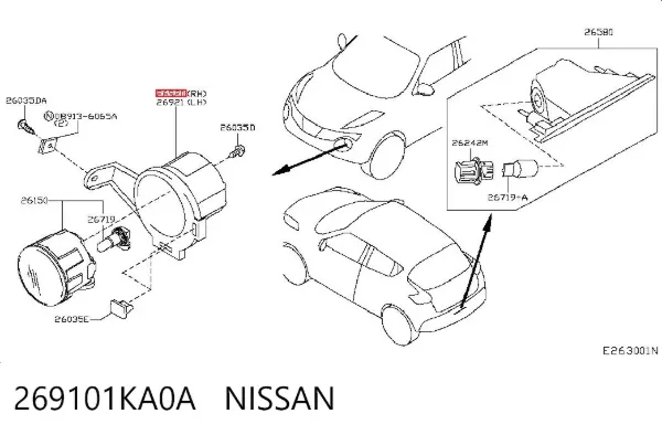 Кронштейн крепления противотуманной фары правой 269101KA0A Nissan/Infiniti