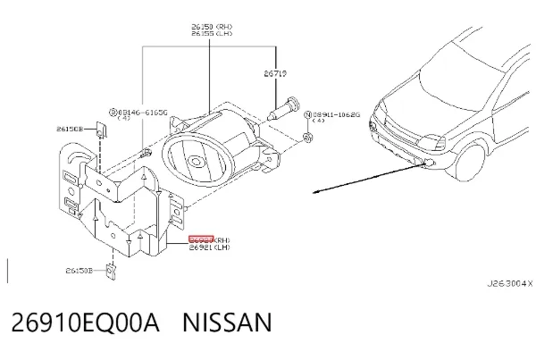 Кронштейн крепления противотуманной фары правой 26910EQ00A Nissan/Infiniti