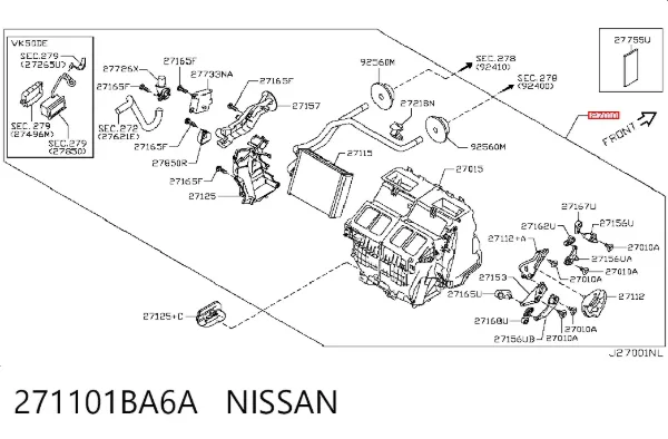 Корпус вентилятора печки 271101BA6A Nissan/Infiniti