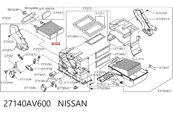 Радиатор печки 27140AV600 Nissan/Infiniti