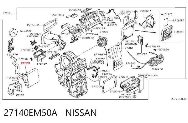 Радиатор печки 27140EM50A Nissan/Infiniti