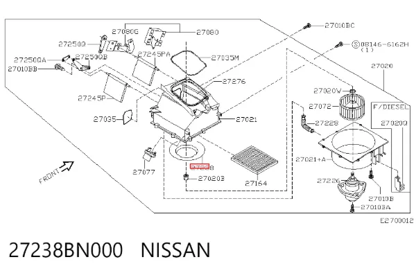 Фильтр салона 27238BN000 Nissan/Infiniti