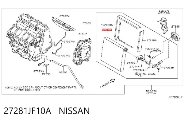 Испаритель кондиционера 27281JF10A Nissan/Infiniti