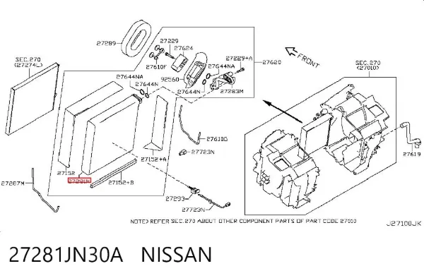 Испаритель кондиционера 27281JN30A Nissan/Infiniti