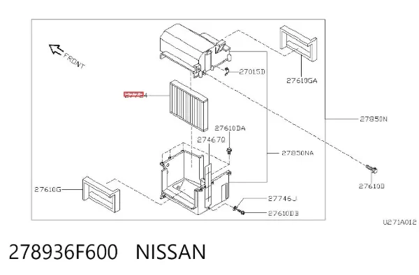 Фильтр салона 278936F600 Nissan/Infiniti