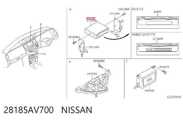 Магнитола 28185AV700 Nissan/Infiniti