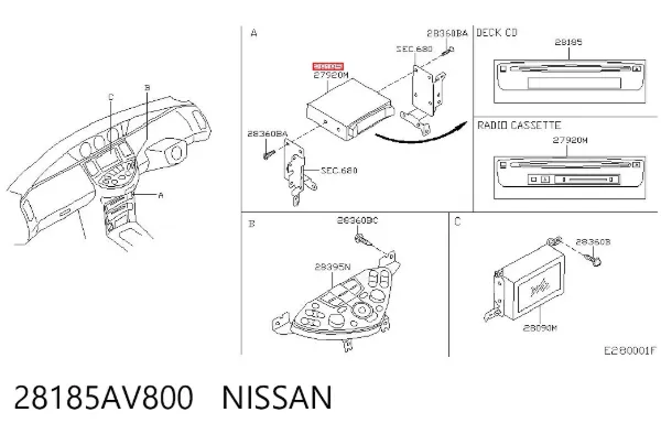 Магнитола 28185AV800 Nissan/Infiniti
