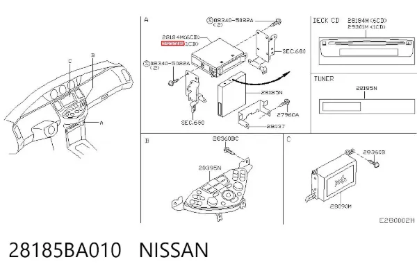 Магнитола 28185BA010 Nissan/Infiniti