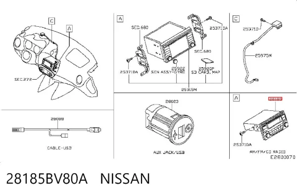 Магнитола 28185BV80A Nissan/Infiniti