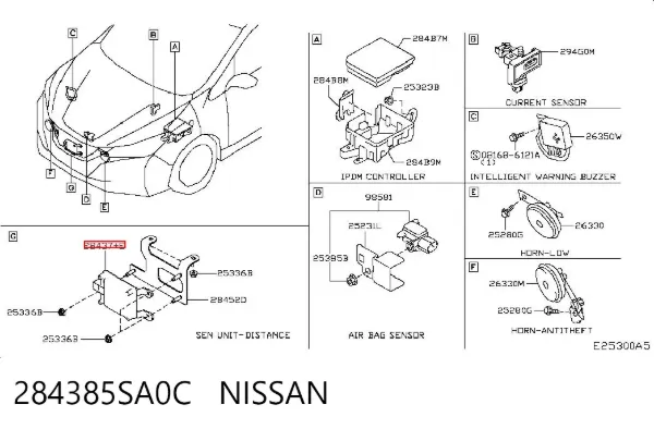 Радарный датчик дистанции 284385SA0C Nissan/Infiniti