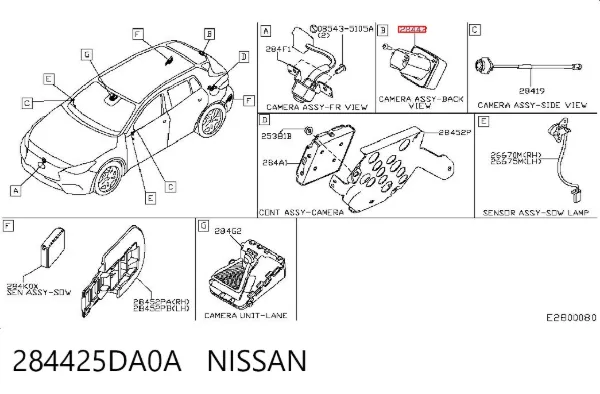 Камера заднего вида 284425DA0A Nissan/Infiniti