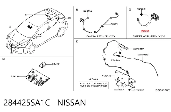 Камера заднего вида 284425SA1C Nissan/Infiniti