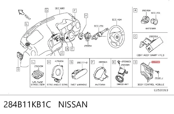 Блок комфорта 284B11KB1C Nissan/Infiniti