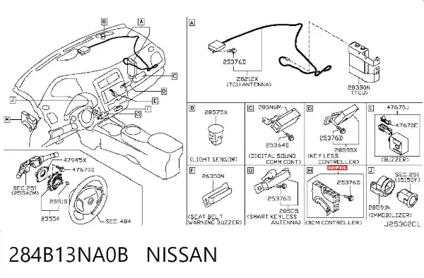 Блок комфорта 284B13NA0B Nissan/Infiniti