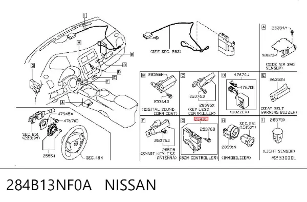 Блок комфорта 284B13NF0A Nissan/Infiniti