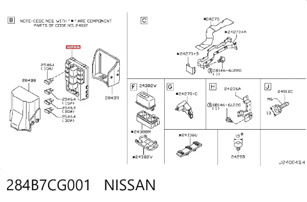 Блок предохранителей 284B7CG001 Nissan/Infiniti
