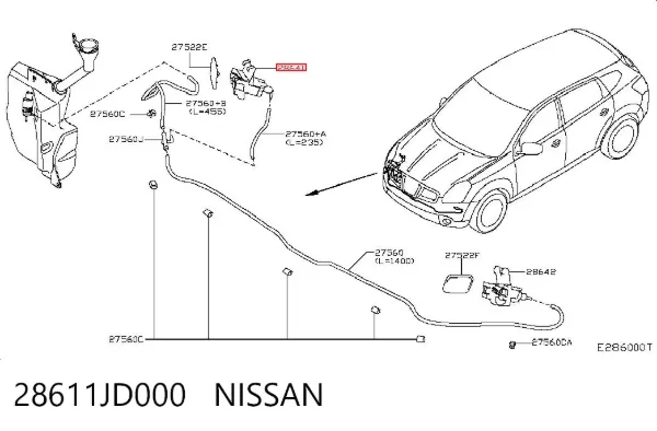 Форсунка омывателя фары передней правой 28611JD000 Nissan/Infiniti