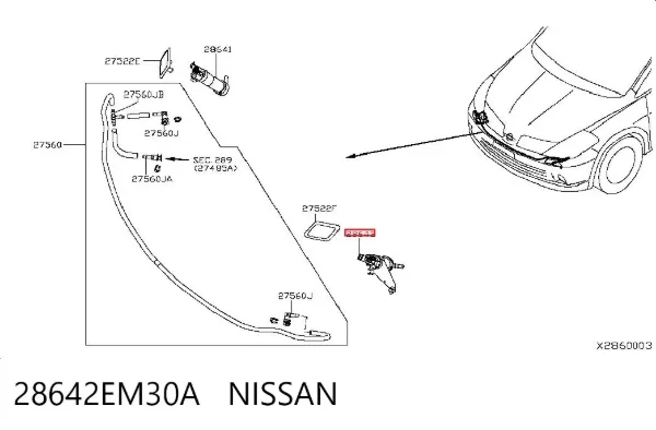 Форсунка омывателя фары передней левой 28642EM30A Nissan/Infiniti