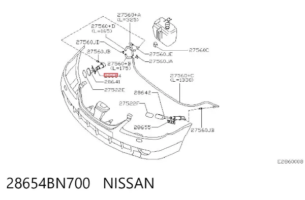 Держатель форсунки омывателя фары (подъемный цилиндр) 28654BN700 Nissan/Infiniti