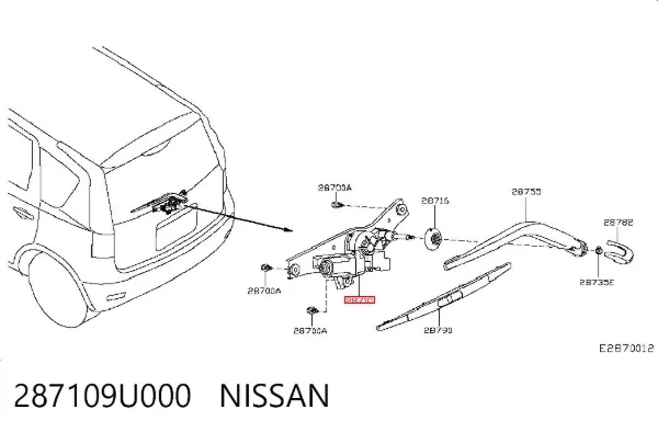 Моторчик заднего дворника 287109U000 Nissan/Infiniti