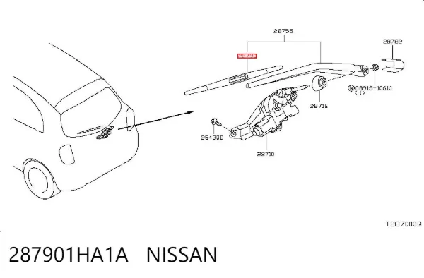 Дворник задний 287901HA1A Nissan/Infiniti