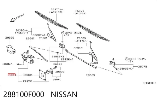 Мотор дворников 288100F000 Nissan/Infiniti