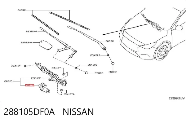 Мотор дворников 288105DF0A Nissan/Infiniti