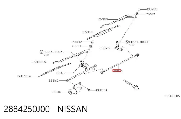 Тяга трапеции стеклоочистителя 2884250J00 Nissan/Infiniti