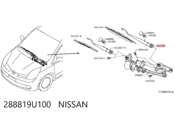 Поводок стеклоочистителя 288819U100 Nissan/Infiniti