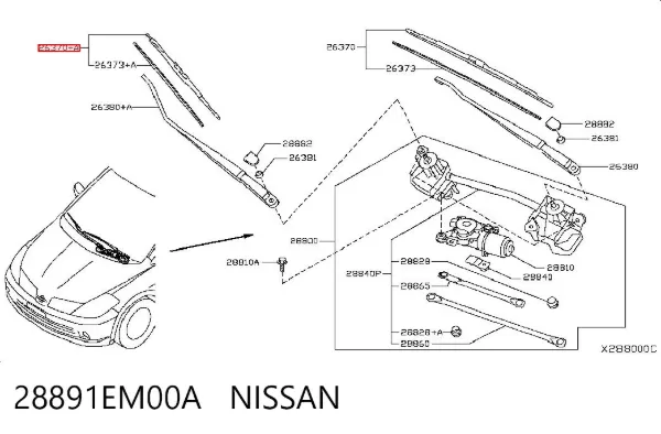 Щетка-дворник лобового стекла водительская 28891EM00A Nissan/Infiniti