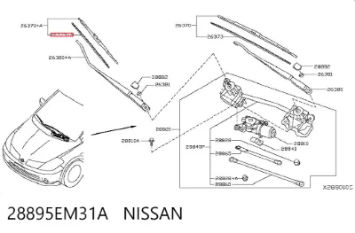 Резинка щетки стеклоочистителя водительская NISSAN 28895EM31A