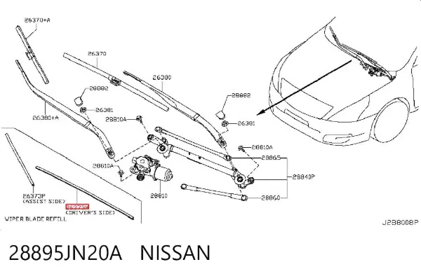 Резинка щетки стеклоочистителя водительская 28895JN20A Nissan/Infiniti