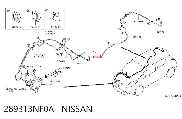 Форсунка омывателя стекла лобового левая 289313NF0A Nissan/Infiniti