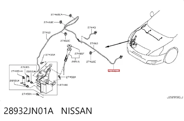 Форсунка омывателя стекла лобового левая 28932JN01A Nissan/Infiniti