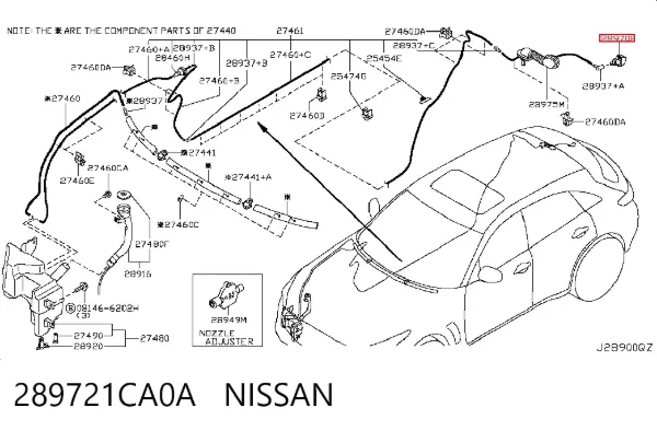 Форсунка омывателя заднего стекла 289721CA0A Nissan/Infiniti