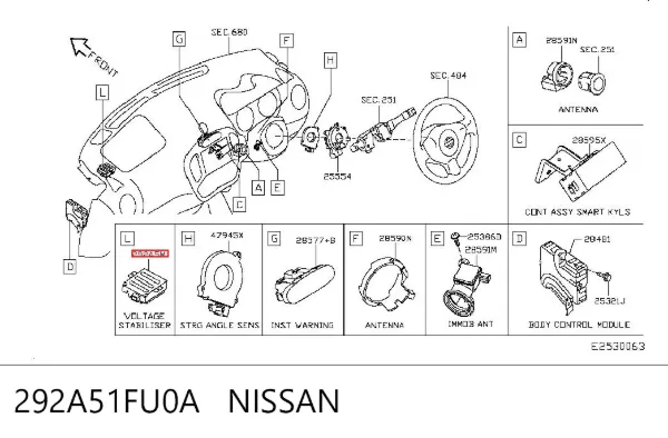 Модуль управления камерой 292A51FU0A Nissan/Infiniti