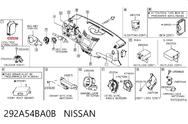 Модуль управления камерой 292A54BA0B Nissan/Infiniti
