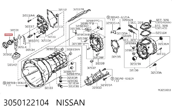 Направляющая выжимного подшипника сцепления 3050122104 Nissan/Infiniti