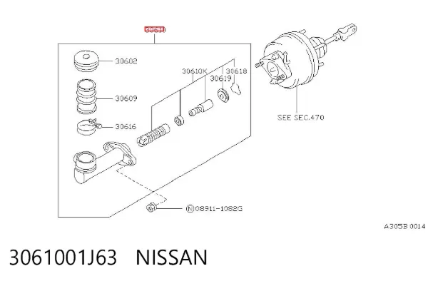 Главный цилиндр сцепления 3061001J63 Nissan/Infiniti