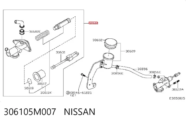 Главный цилиндр сцепления 306105M007 Nissan/Infiniti