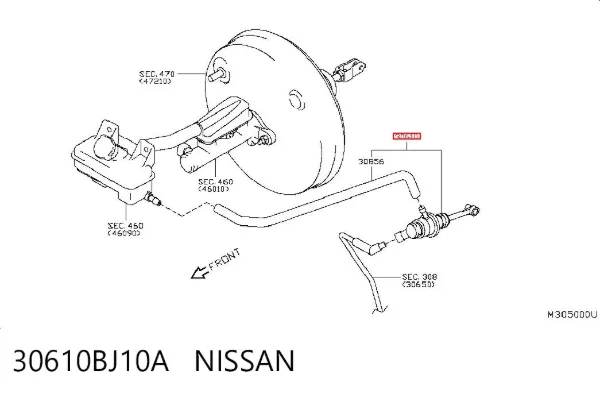 Главный цилиндр сцепления 30610BJ10A Nissan/Infiniti