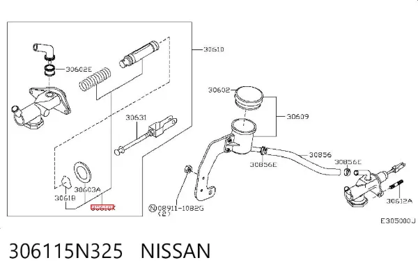 Ремкомплект главного цилиндра сцепления 306115N325 Nissan/Infiniti