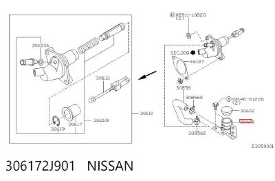 Бачок главного цилиндра сцепления NISSAN 306172J901